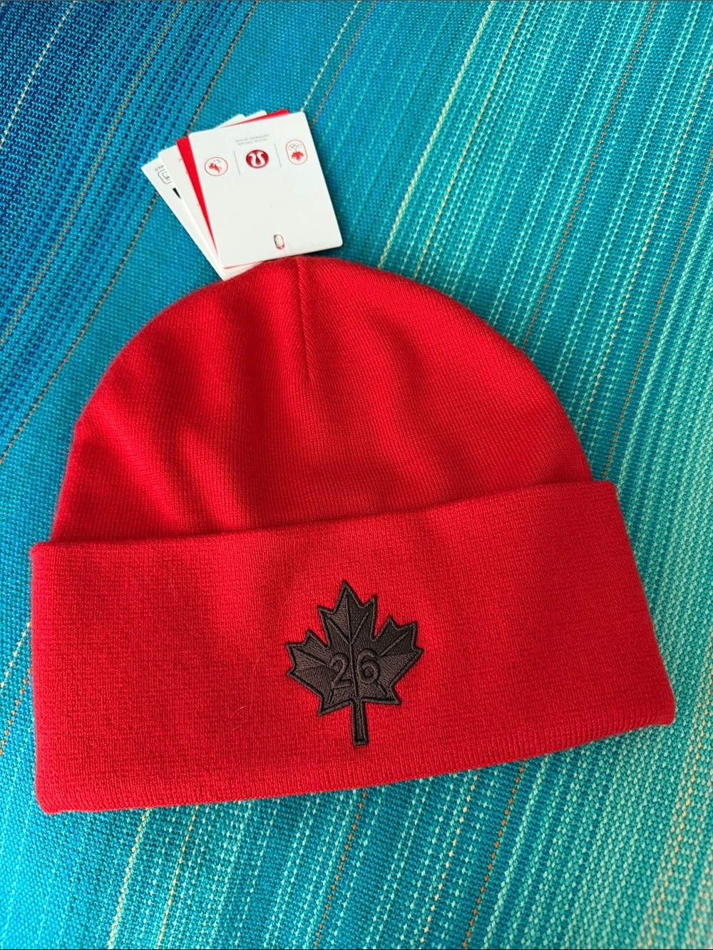 lululemon athletica Bright Red Cuffed Knit Beanie